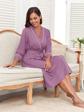New VINTATRE Soft Knit Super Soft Lightweight Robe with Pockets